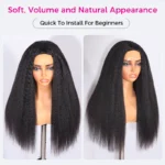Kinky Straight Half Wig Wear Go Glueless 100% Human Hair Flip Over Wig for Beginners - Image 5