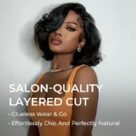 Blowout Bob Straight Layered Cut 6×5 Lace Wig Pre Style Side Part Wear Go Glueless 200% Density - Image 3