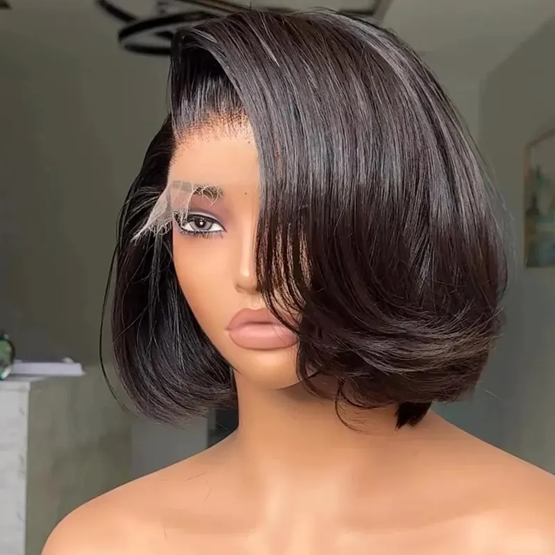Blowout Bob Straight Layered Cut 6×5 Lace Wig Pre Style Side Part Wear Go Glueless 200% Density Blowout Bob Straight Layered Cut 6×5 Lace Wig Pre Style Side Part Wear Go Glueless 200% Density - Image 1