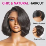 Blowout Bob Straight Layered Cut 6×5 Lace Wig Pre Style Side Part Wear Go Glueless 200% Density - Image 4