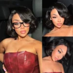Blowout Bob Straight Layered Cut 6×5 Lace Wig Pre Style Side Part Wear Go Glueless 200% Density - Image 11