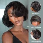 Blowout Bob Straight Layered Cut 6×5 Lace Wig Pre Style Side Part Wear Go Glueless 200% Density - Image 7