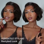 Blowout Bob Straight Layered Cut 6×5 Lace Wig Pre Style Side Part Wear Go Glueless 200% Density - Image 8