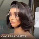 Blowout Bob Straight Layered Cut 6×5 Lace Wig Pre Style Side Part Wear Go Glueless 200% Density - Image 13