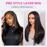 Layered Straight Hair Glueless Lace Front Wigs 100% Human Hair Medium Length Pre Plucked & Bleached - Image 6