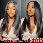 Trendy Layered Cut Wear Go Glueless 6×5 Lace Wig Brown/99J/Natural Black Color 100% Human Hair