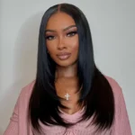 Layered Straight Hair Glueless Lace Front Wigs 100% Human Hair Medium Length Pre Plucked & Bleached - Image 8