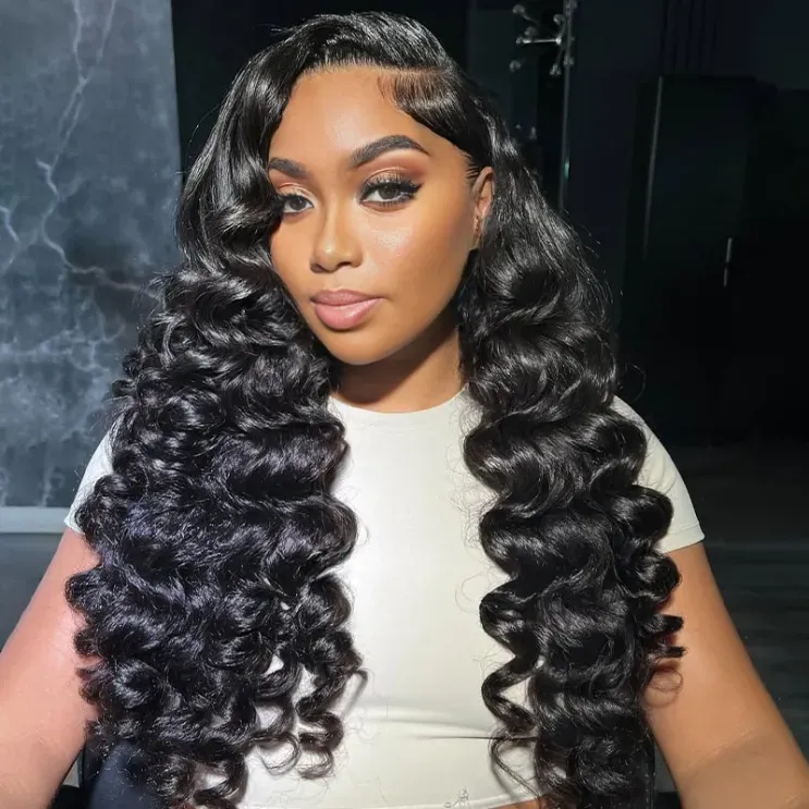 Loose Deep 13×4 13×6 Lace Frontal Wig Glueless Human Hair Pre Plucked & Bleached 250% Density Loose Deep 13×4 13×6 Lace Frontal Wig Glueless Human Hair Pre Plucked & Bleached 250% Density - Image 1