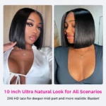 Sleek Bone Straight Bob 2×6 HD Lace Glueless Blunt Cut Middle Part Wig Super Double Drawn Hair Quality - Image 2