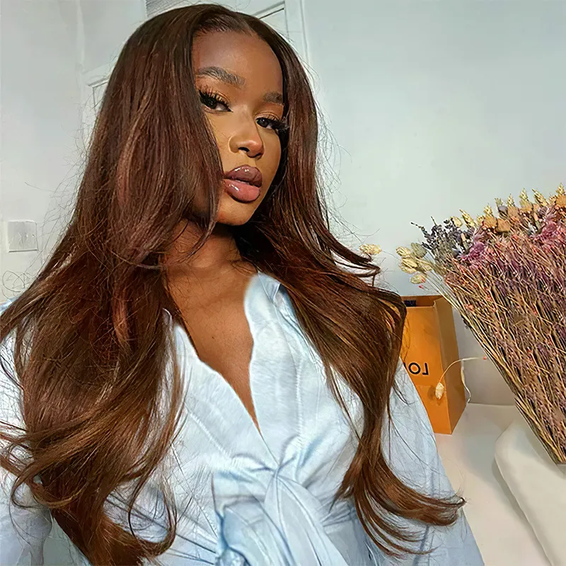 Ombre Brown Color Loose Body Wave Glueless 6×5 Pre Cut Lace Wig Silky Straight Human Hair Ombre Brown Color Loose Body Wave Glueless 6×5 Pre Cut Lace Wig Silky Straight Human Hair - Image 1