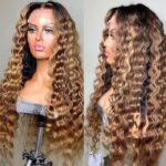 Ombre Highlight Honey Blonde Loose Deep Wave Glueless Human Hair Wig 6×5 Lace Wear Go Wig with Dark Roots