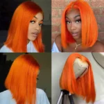 Colorful Straight Bob 13×4 Lace Front Wig Blue Orange Pink Green Grey Yellow Color - Image 4