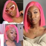 Colorful Short Bob Lace Front Wigs High 180 Density - Image 2