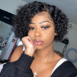 Short Curly Pixie Cut Bob Glueless 13×4 Lace Front Wigs Brazilian Cute Curly Human Hair 180% Density