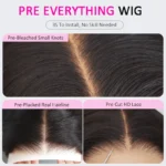 4C Edges Hairline | Kinky Straight Short Bob Human Hair Glueless Wigs Side Part 6×5 Lace 180% Density - Image 10