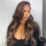 Ombre Brown Highlight Human Hair Pull Go Drawsting 6×5 Lace Glueless Wig With Blonde Color - Image 4
