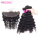 Recool Hair Loose Deep Wave Human Hair Weave Extension 4 Bundles With 13×4 Frontal - Image 2