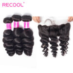 Loose Wave 3 Bundles With 13×4 Lace Frontal 100% Virgin Human Hair Spring Curly Extension - Image 2