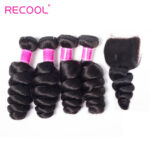 Recool Hair Loose Wave 4 Bundles With 5×5 Closure Spring Loose Curly Human Hair Extension - Image 2