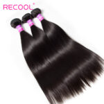 Recool Hair Brazilian Straight Virgin Hair 3 Bundles With Closure 10A Best Quality Human Hair With Closure - Image 3