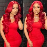 Red Color 13×4 Lace Front Wigs Body Wave Colored Frontal Straight Human Hair 6×5 Glueless Wigs 180% Density - Image 3
