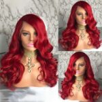 Red Color 13×4 Lace Front Wigs Body Wave Colored Frontal Straight Human Hair 6×5 Glueless Wigs 180% Density - Image 9