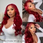 Red Color 13×4 Lace Front Wigs Body Wave Colored Frontal Straight Human Hair 6×5 Glueless Wigs 180% Density - Image 10