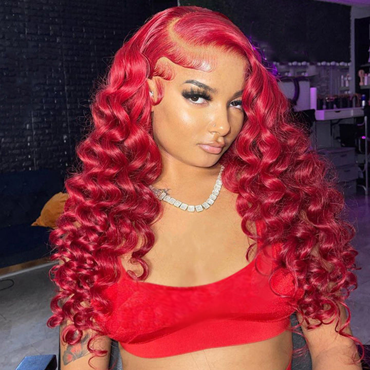 Red Color Loose Deep Wave 6×5 13×4 HD Lace Wig 100% Human Hair 180% Density Red Color Loose Deep Wave 6×5 13×4 HD Lace Wig 100% Human Hair 180% Density - Image 1