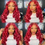 Red Color Wear Go Glueless Straight/Body Wave 6×5 HD Pre-Cut Lace Human Hair Wig - Image 4