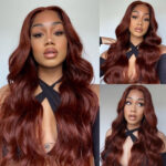 Reddish Brown 6×5 Pre-Cut HD Lace Straight/Body Wave Wear Go Glueless Closure Wig 180% Density - Image 5