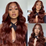 Reddish Brown Body Wave 13×4 HD Lace Full Frontal Wig Copper Color 6×5 Wear Go Glueless Wig