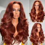 Wear Go Reddish Brown Color Straight/Body Wave 6×5 Pre Cut HD Glueless Lace Human Hair Wig - Image 3