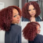 Reddish Brown Kinky Curly 6×5 HD Lace SDD Quality Drawstring Human Hair Wigs 220% Density - Image 3