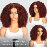 Reddish Brown Kinky Curly 6×5 HD Lace SDD Quality Drawstring Human Hair Wigs 220% Density - Image 4