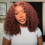Reddish Brown Kinky Curly 6×5 HD Lace SDD Quality Drawstring Human Hair Wigs 220% Density - Image 2