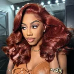 Reddish Brown Color New Body Wave Short Full Frontal 6×5 13×4 HD Lace Human Hair Wig Beautiful Barrel Curls