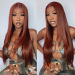 Reddish Brown Straight Hair 6×5 13×4 HD Lace Full Frontal Wig Copper Color Glueless Wig