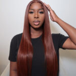 Reddish Brown Straight Hair 6×5 13×4 HD Lace Full Frontal Wig Copper Color Glueless Wig - Image 9