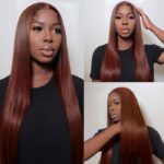 Reddish Brown 6×5 Pre-Cut HD Lace Straight/Body Wave Wear Go Glueless Closure Wig 180% Density - Image 4