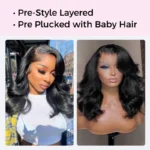 Loose Body Wave Layer Cut C-Side Part Human Hair Wig With Baby Hair Pull Go Glueless - Image 17