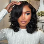 Short Wavy Wave Bob Wigs 6×5 Wear Go Glueless Lace Front Human Hair Wigs For Black Women