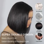 Sleek Bone Straight Bob 6×5 HD Lace Wig Double Drawn Quality Middle/C Part Raw Vietnamese Hair - Image 9