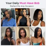 Sleek Bone Straight Bob 2×6 HD Lace Glueless Blunt Cut Middle Part Wig Super Double Drawn Hair Quality - Image 11