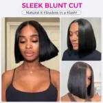 Sleek Bone Straight Bob 2×6 HD Lace Glueless Blunt Cut Middle Part Wig Super Double Drawn Hair Quality - Image 5