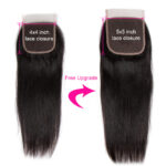 5×5 HD Lace Closure with Bundles Straight 3 Bundles Swiss Lace 100% Human Virgin Hair Free Part - Image 5