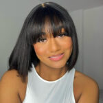 Glueless Short Bob Wig with Frange Bangs Straight Hair 6×5 HD Lace 180% Density