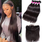 Brazilian Straight Virgin Human Hair 4 Bundles With 13×4 Lace Frontal Deals