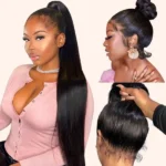 New Invisi-Strap 360 Lace Frontal Straight Human Hair Wigs For Women 180% Density - Image 5