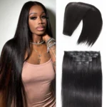 Sleek Straight Seamless/Invisible Clip in Extension Real Human Hair 7pc/Pack with Free Gift
