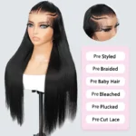 Glueless Pre Braided Wig Silky Straight Hair 9×6 Pre Everything Flexi-Fit Cap With Knots Bleached - Image 3